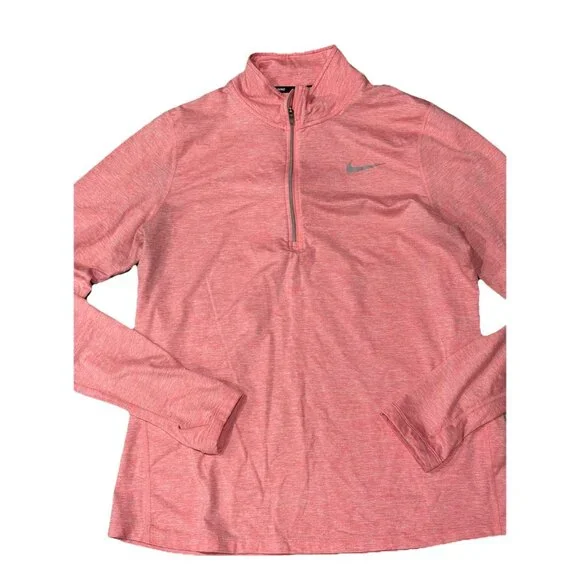 Nike Dri Fit Running 1/4 Zip Pullover Womens Large Pink - Picture 2 of 5